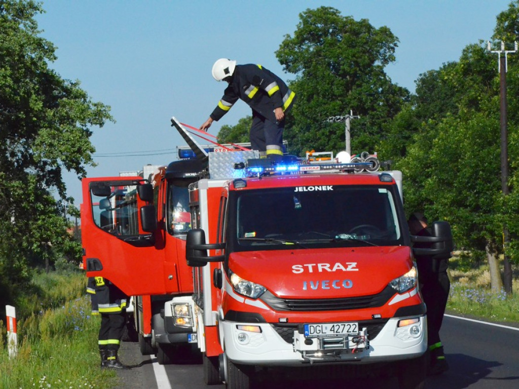 Kolizja trzech aut na krajowej dwunastce za Wilkowem. Dacia wjechała w tira