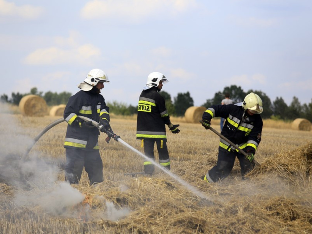 Kolejny pożar! Koło Kulowa spłonęło ściernisko i maszyna rolnicza