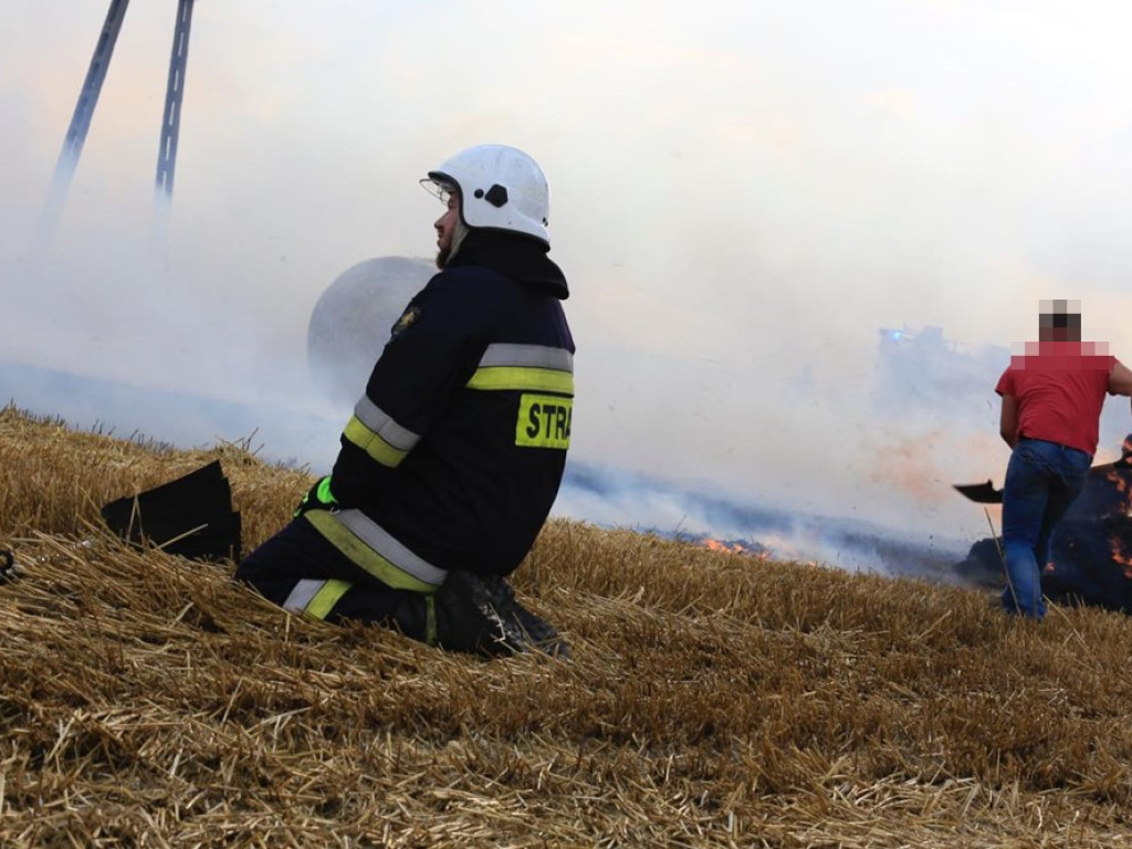 Strażacy walczą z żywiołem w morderczych warunkach! Płonie kilka hektarów ścierniska. ZOBACZ ZDJĘCIA