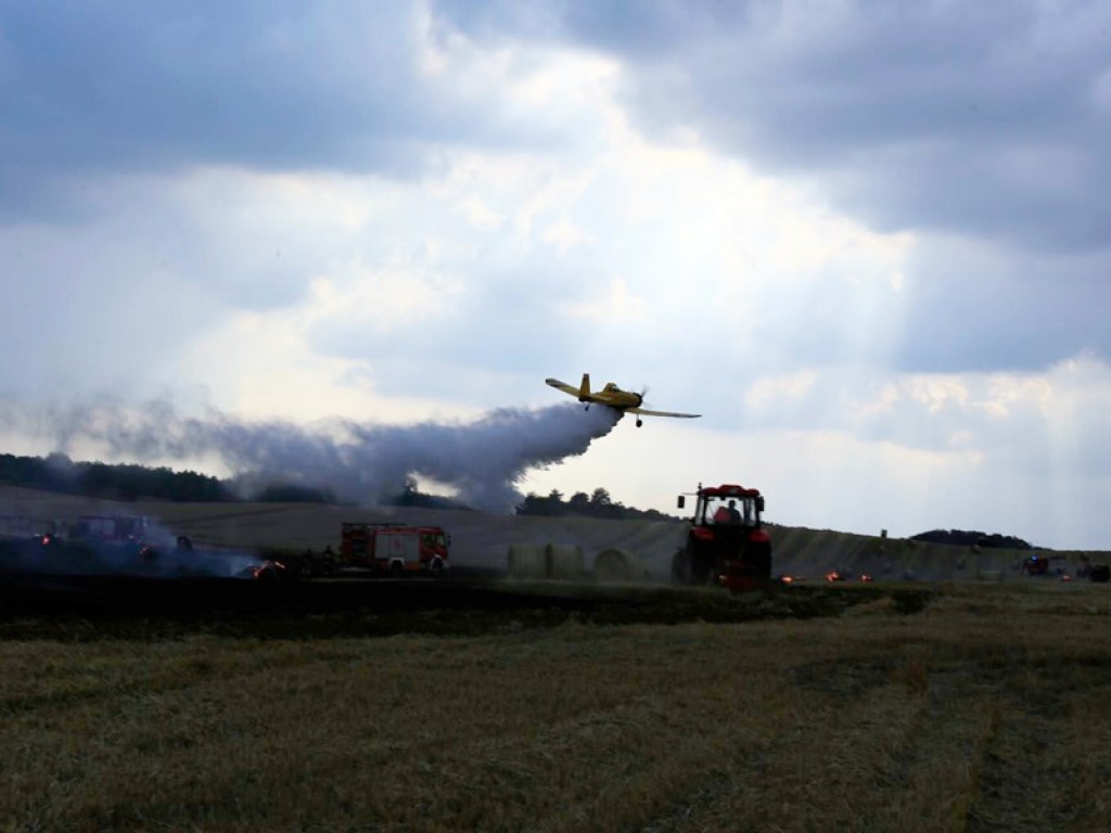 Strażacy walczą z żywiołem w morderczych warunkach! Płonie kilka hektarów ścierniska. ZOBACZ ZDJĘCIA
