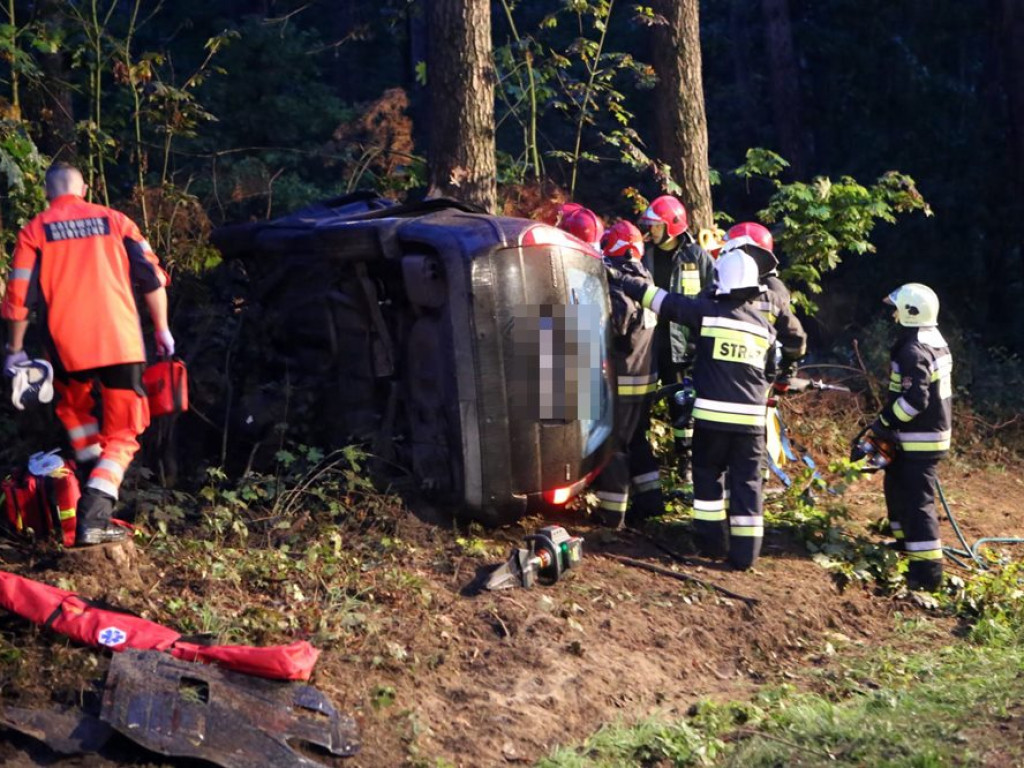 Uderzyła w dzika i dachowała w rowie. Wypadek koło Zaszkowa