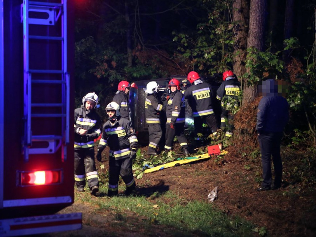 Uderzyła w dzika i dachowała w rowie. Wypadek koło Zaszkowa