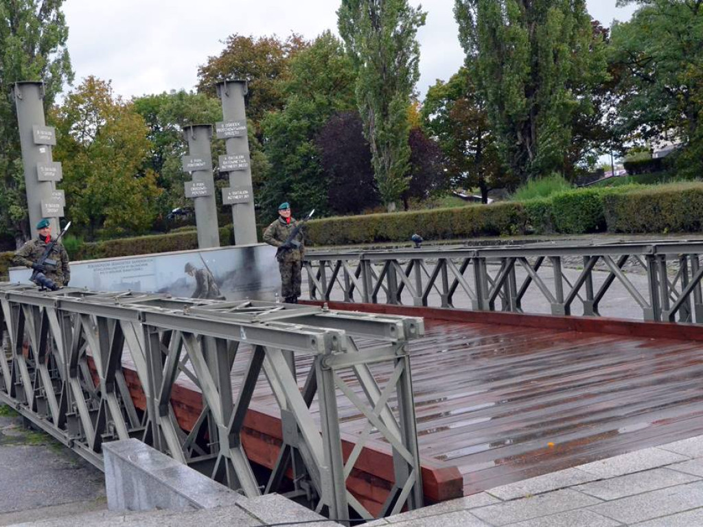 Uroczyste obchody święta w Parku Sapera w strugach deszczu