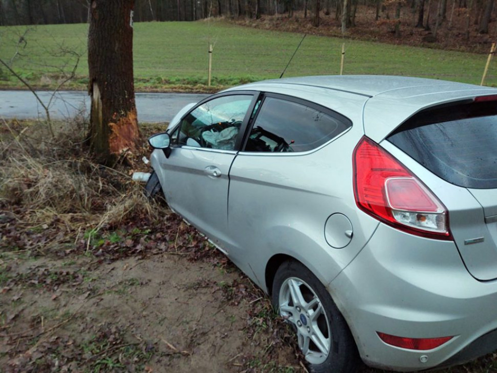 Wypadek koło Obiszowa. Kierowca wypadł z drogi i uderzył w drzewo