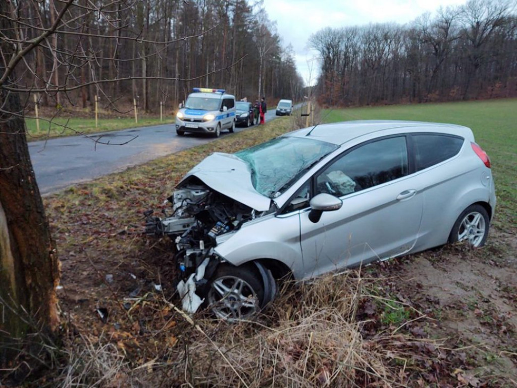 Wypadek koło Obiszowa. Kierowca wypadł z drogi i uderzył w drzewo