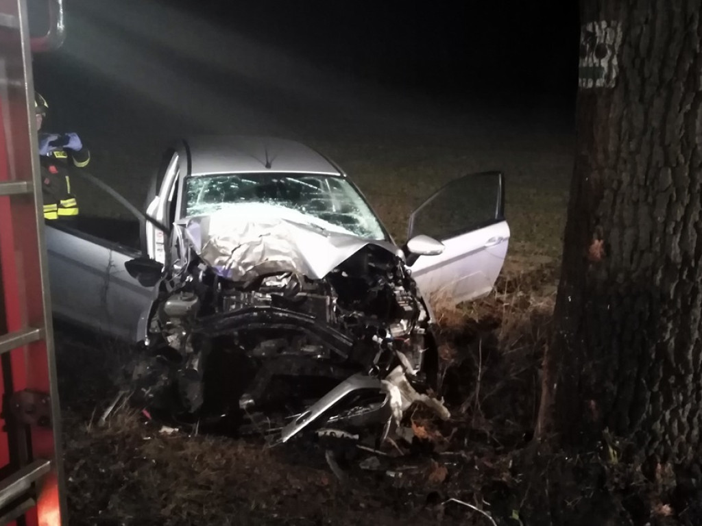 Wypadek koło Obiszowa. Kierowca wypadł z drogi i uderzył w drzewo