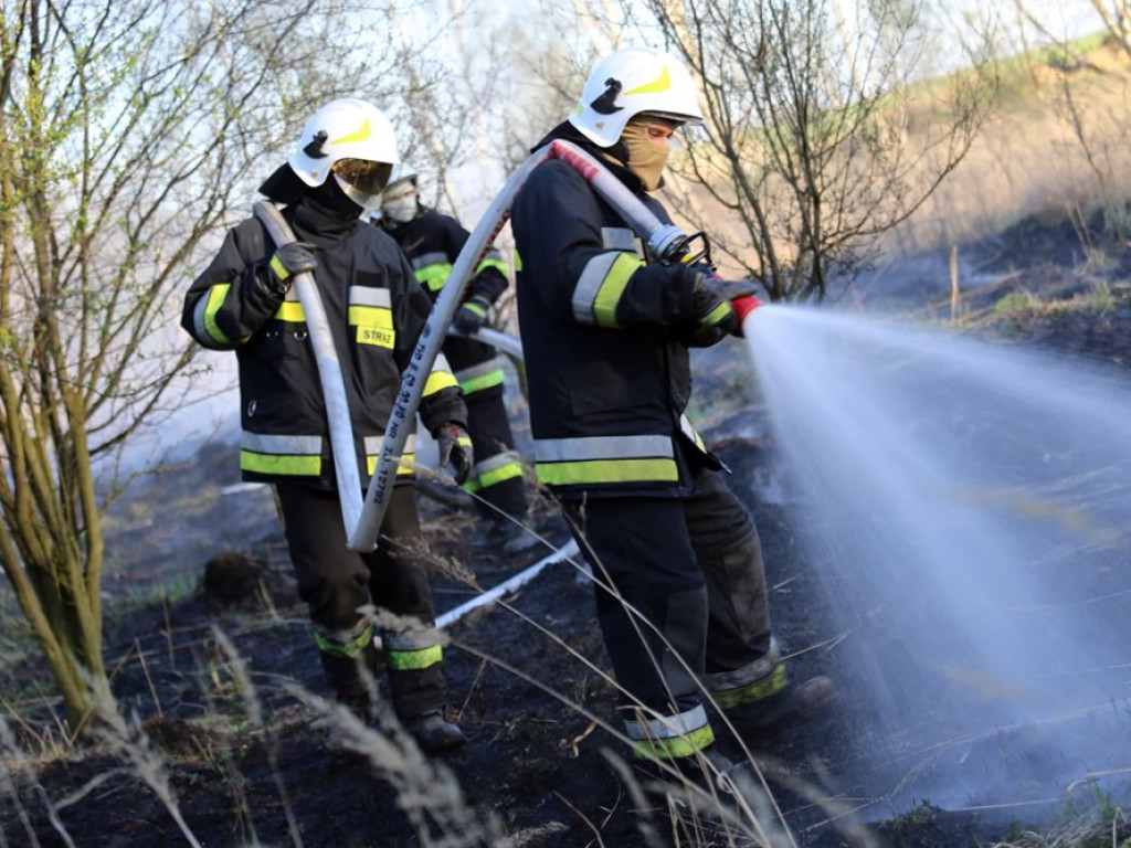 Pożar traw koło Żukowic. Udział w akcji wzięły dwa OSP z Brzegu Głogowskiego i Dobrzejowic