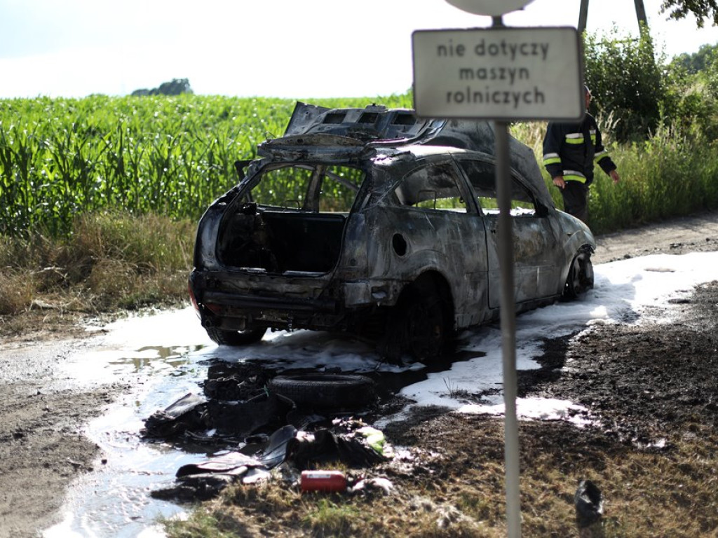 Ford spłonął doszczętnie. Pożar na drodze wojewódzkiej