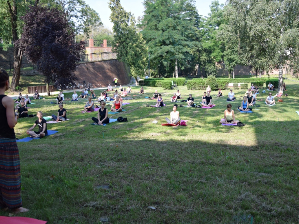 Joga w miejskiej fosie. Chętnych do udziału w akcji było wielu