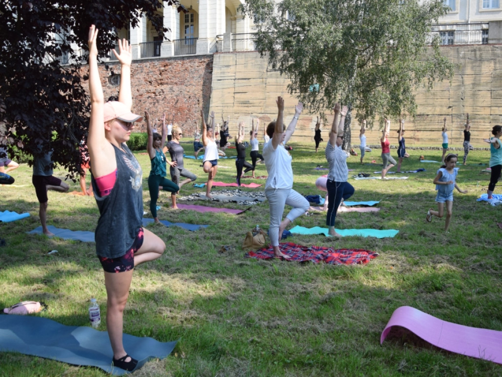 Joga w miejskiej fosie. Chętnych do udziału w akcji było wielu