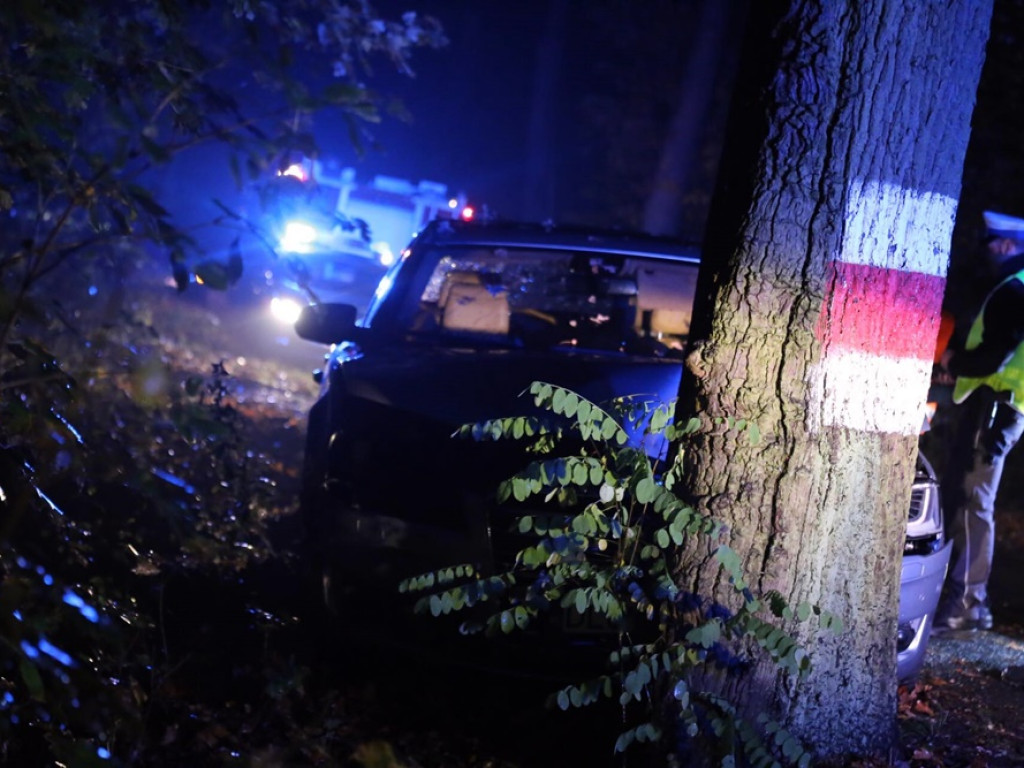 Zajechał mu drogę i uciekł. Audi uderzyło w drzewo