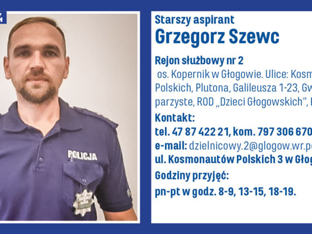 Najpopularniejszy dzielnicowy powiatu głogowskiego 2022 roku