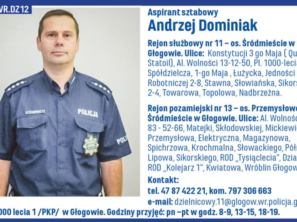 Najpopularniejszy dzielnicowy powiatu głogowskiego 2022 roku