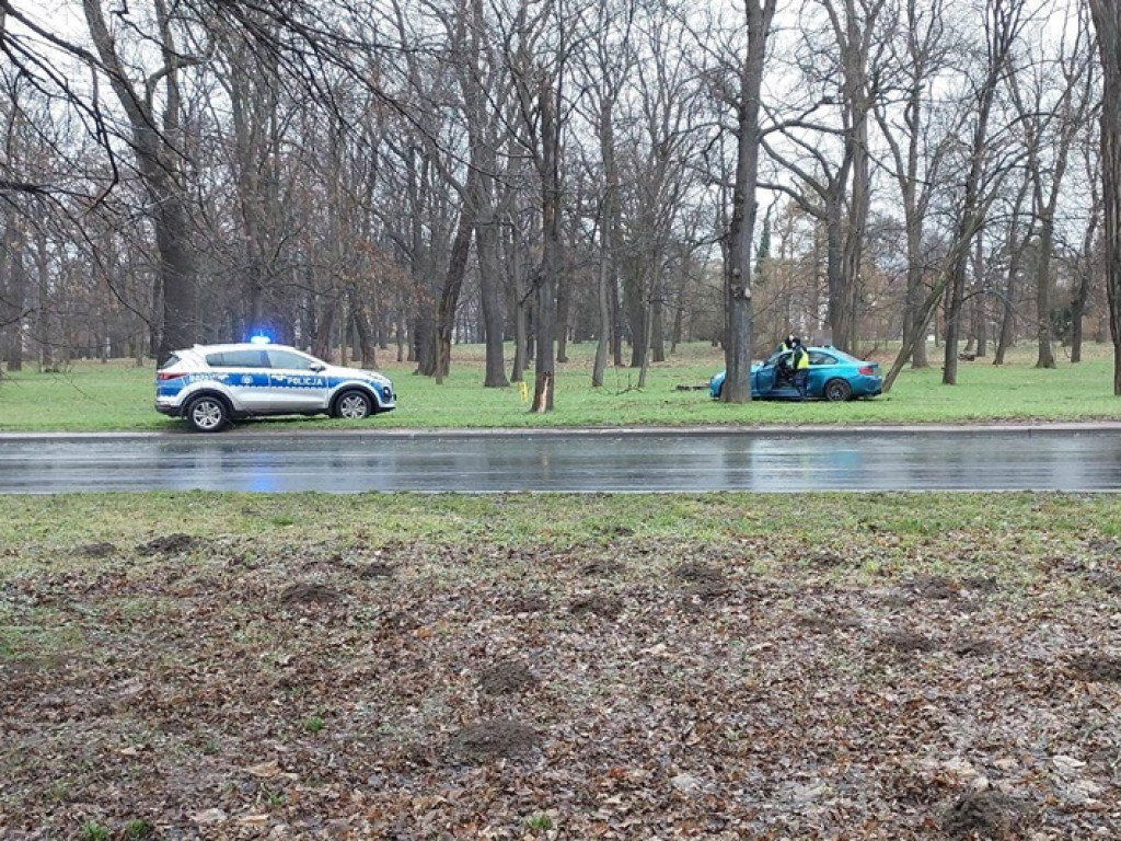 Auto wypadło z ronda [Zdjęcia]