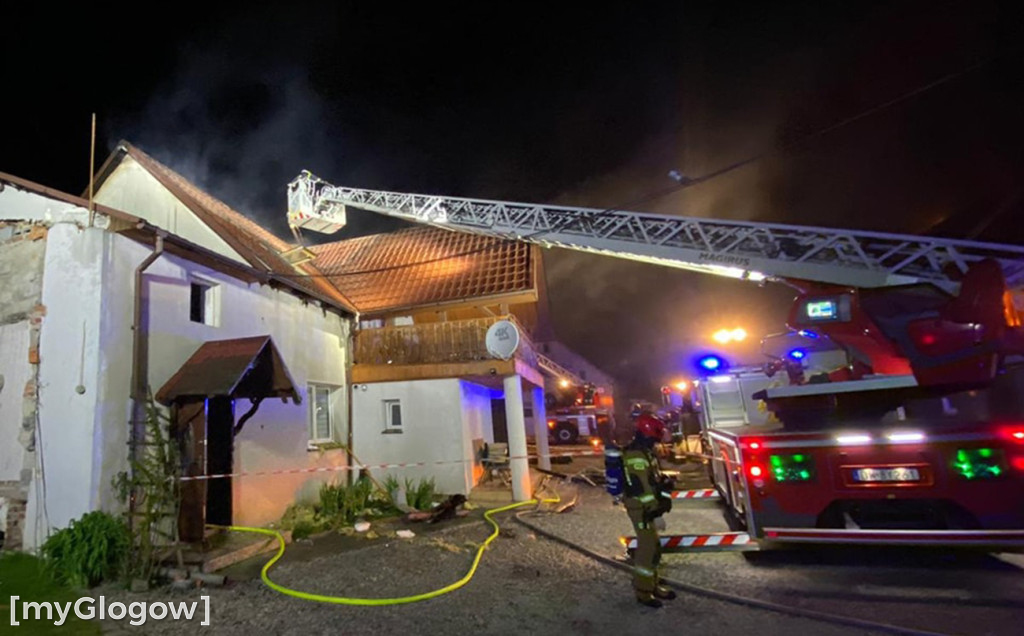 Pożar domu jednorodzinnego w Grębocicach