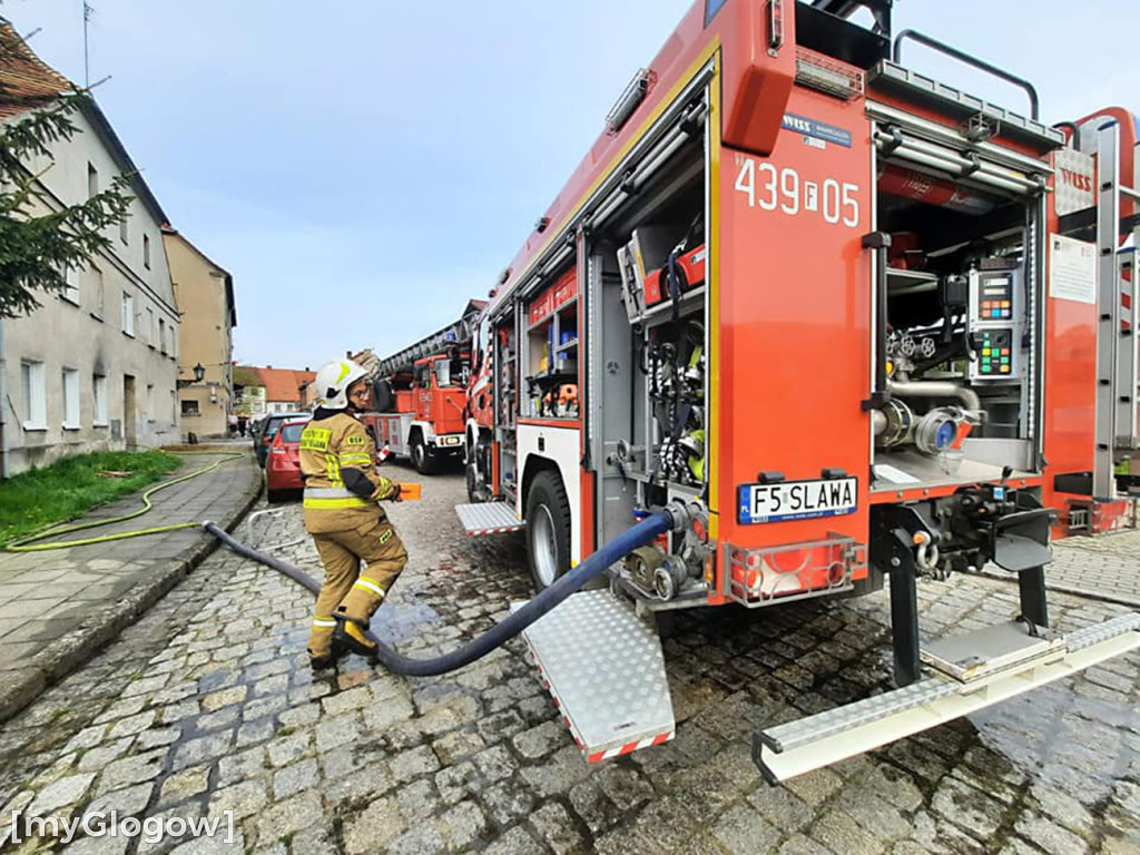 Pożar poddasza w Sławie