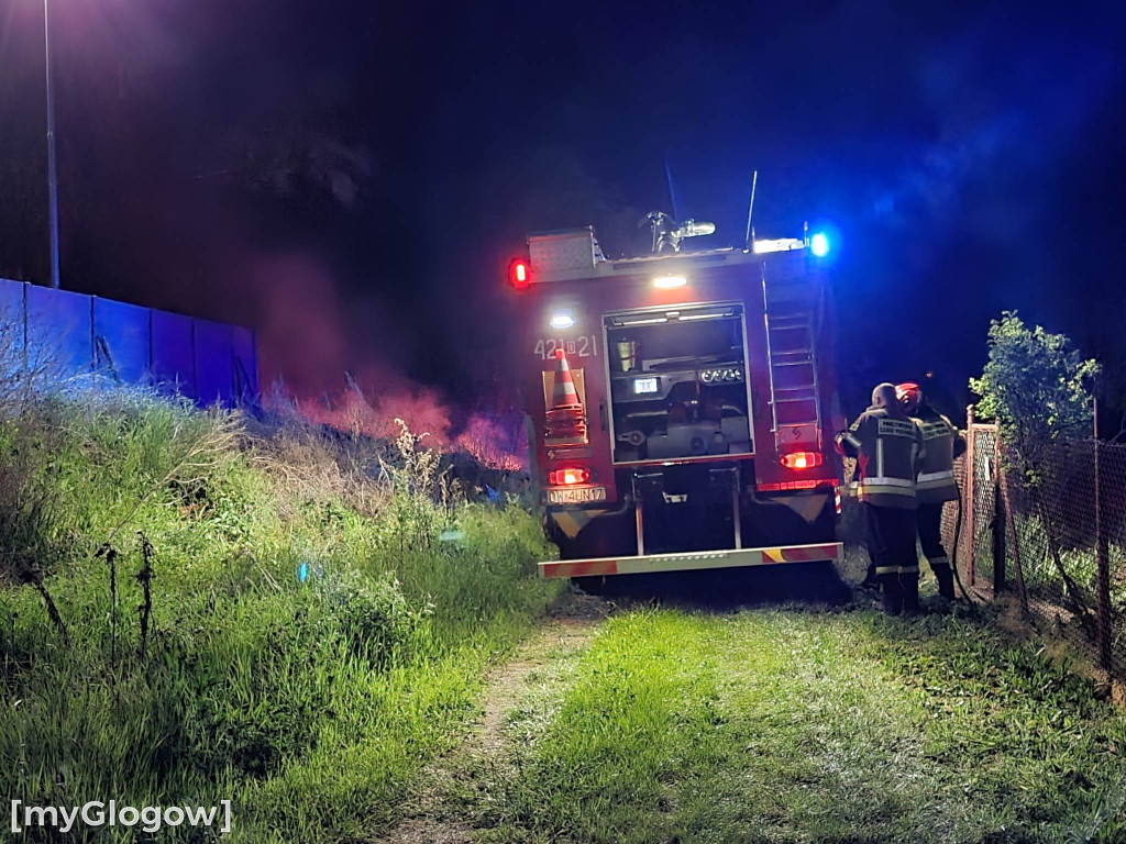 Nocny pożar traw przy Żarkowskiej
