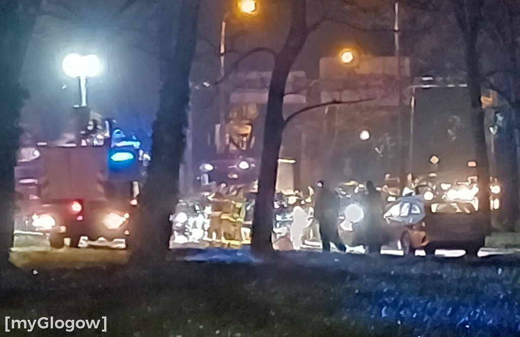 Duże rondo w Głogowie zablokowane. Kierowca ściął słup