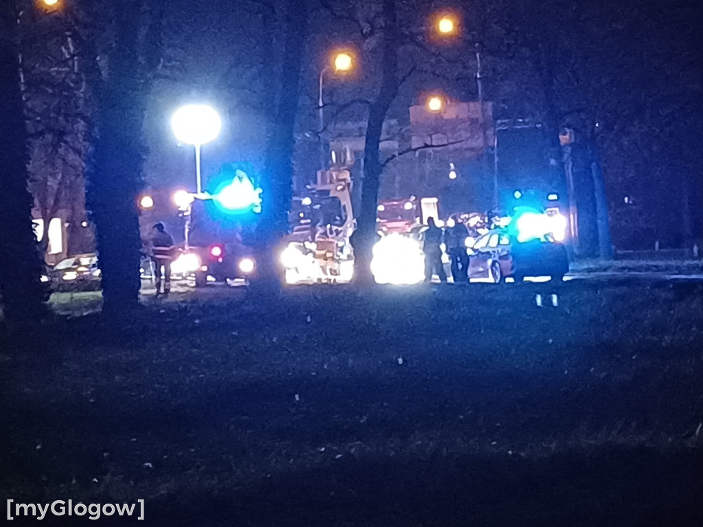 Duże rondo w Głogowie zablokowane. Kierowca ściął słup
