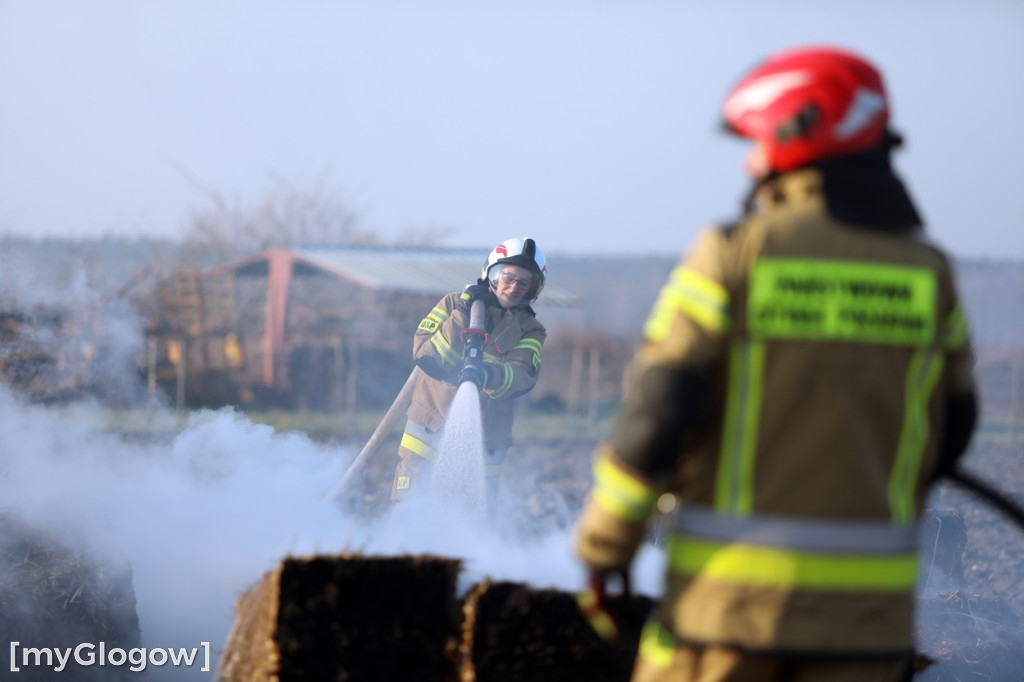 Pożar ciągnika we wsi pod Głogowem