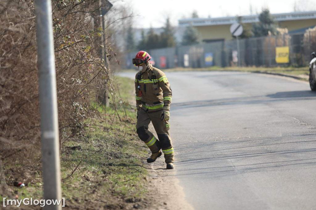 Pożar traw w Głogowie