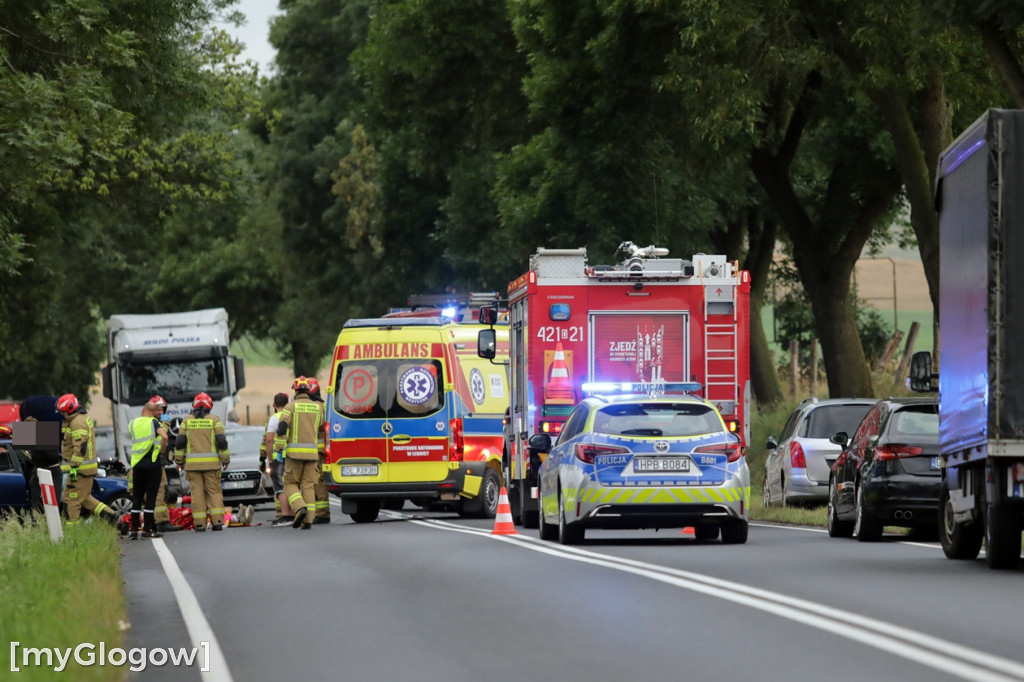 Wypadek pod Głogowem, są poszkodowani
