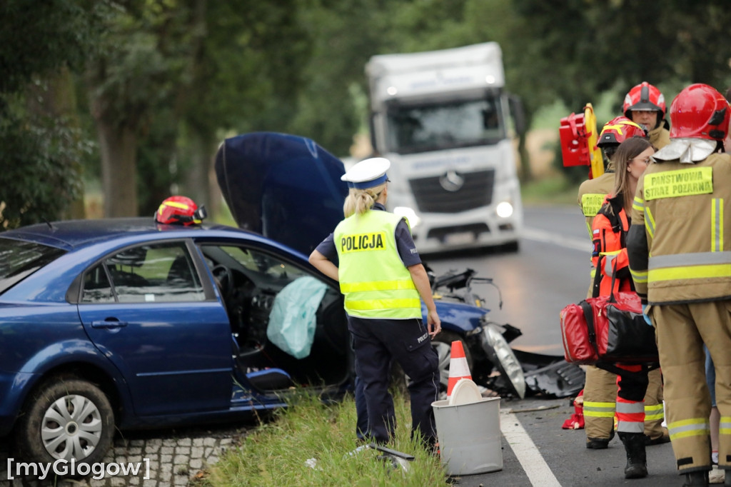 Wypadek pod Głogowem, są poszkodowani