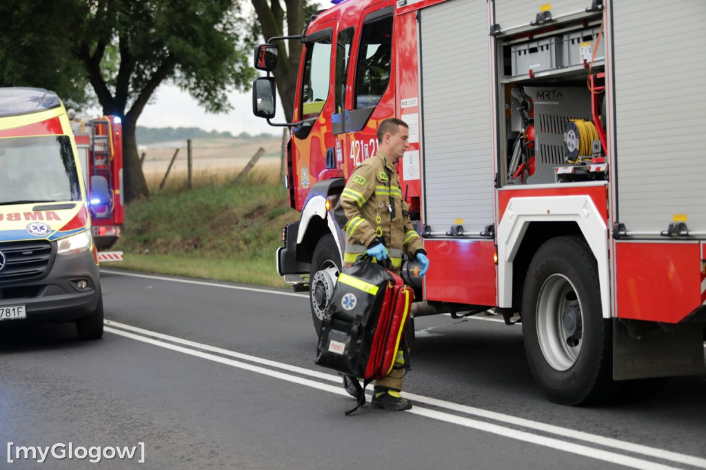 Wypadek pod Głogowem, są poszkodowani
