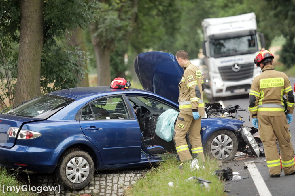 Wypadek pod Głogowem, są poszkodowani