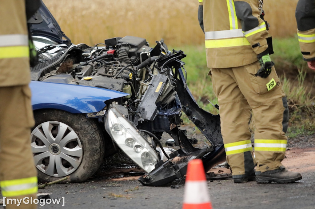Wypadek pod Głogowem, są poszkodowani