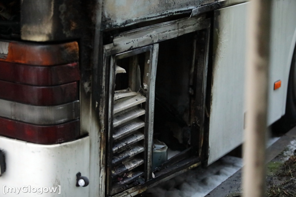 Pożar autobusu w centrum Głogowa