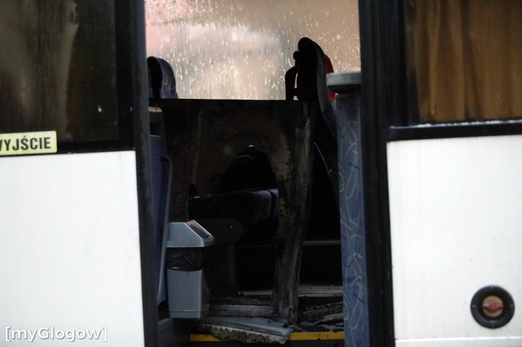 Pożar autobusu w centrum Głogowa