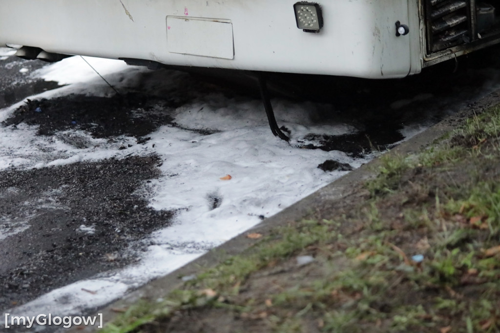 Pożar autobusu w centrum Głogowa