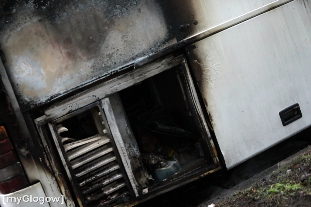 Pożar autobusu w centrum Głogowa