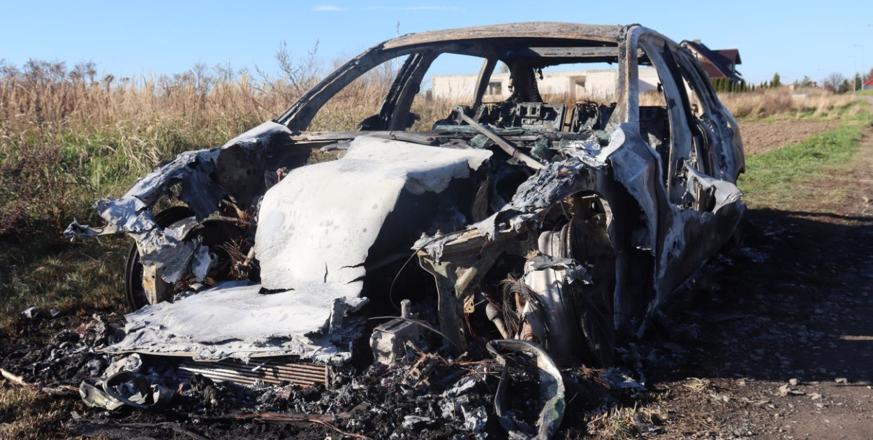 Pożar BMW w Głogowie