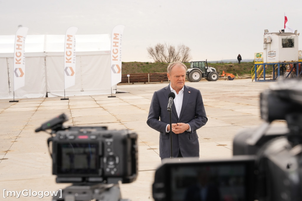 Donald Tusk na budowie szybu KGHM w Retkowie