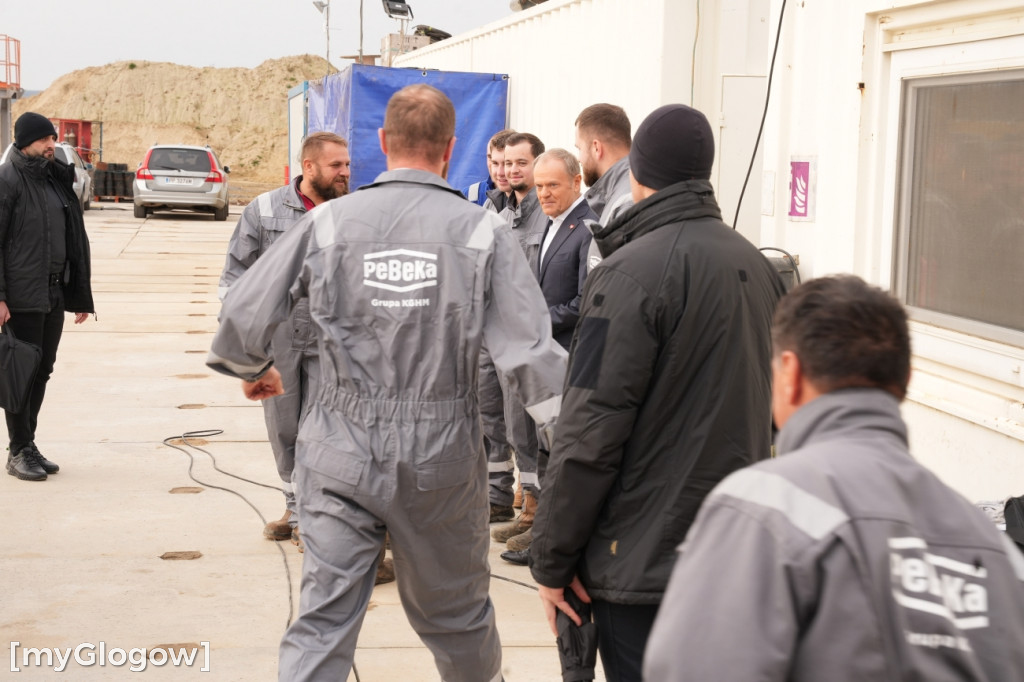 Donald Tusk na budowie szybu KGHM w Retkowie