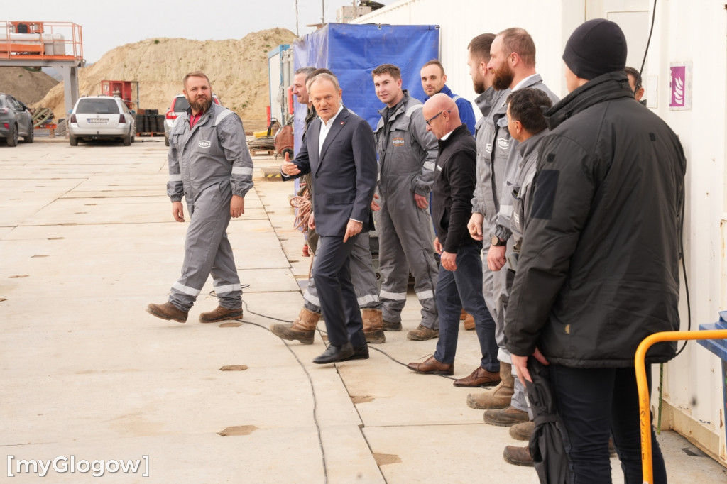 Donald Tusk na budowie szybu KGHM w Retkowie