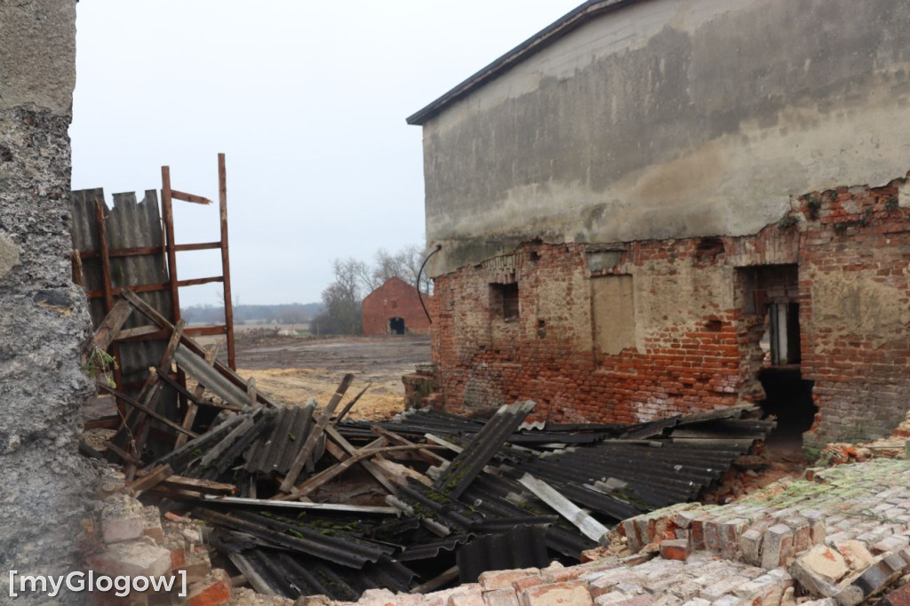 Zawalony pustostan w Brzegu Głogowskim