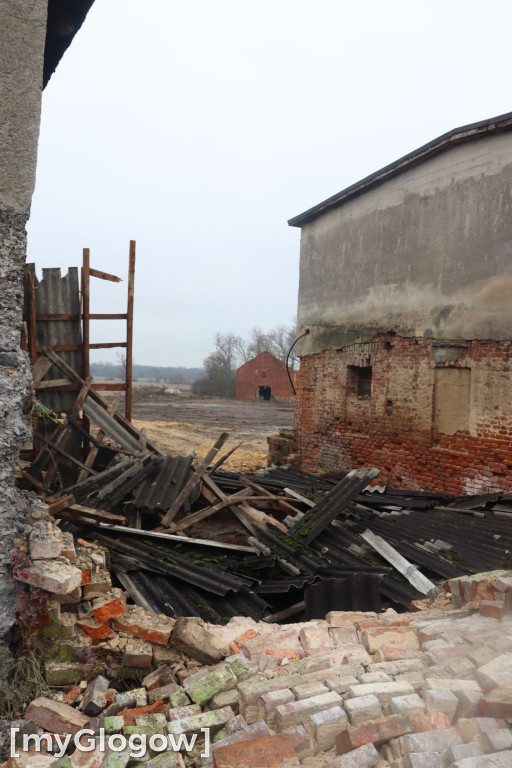Zawalony pustostan w Brzegu Głogowskim