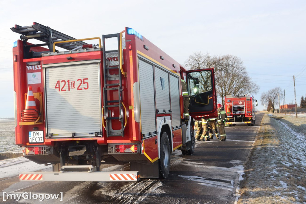 Pożar samochodu pod Głogowem