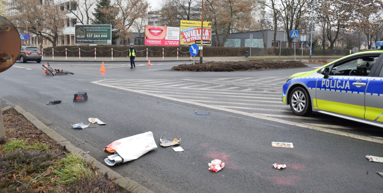 Potrącenie rowerzysty na Wojska Polskiego