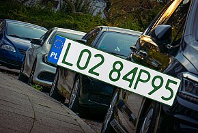 Tablice z zielonymi napisami na kolejnych autach. Nie chodzi o "elektryki"-178923