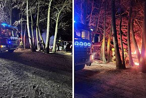 Płonęła łódka na Jeziorze Sławskim