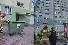 Strażacy w akcji. Dym w wieżowcu w Głogowie