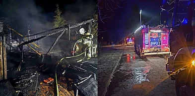 Nocny pożar na Osiedlu Głogowskim w Przemkowie. Straż i pogotowie w akcji