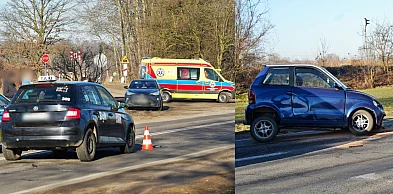 Małe auto kontra taksówka. Kolizja na trasie pod Głogowem