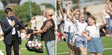 [FOTO] Prezydent przeciął wstęgę i zagrał z dziećmi. Nowe boisko otwarte