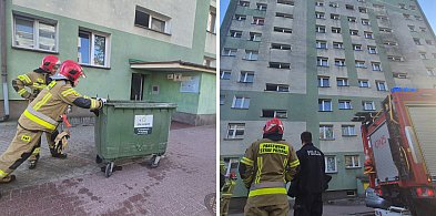 Strażacy w akcji. Dym w wieżowcu w Głogowie