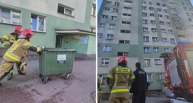 Strażacy w akcji. Dym w wieżowcu w Głogowie